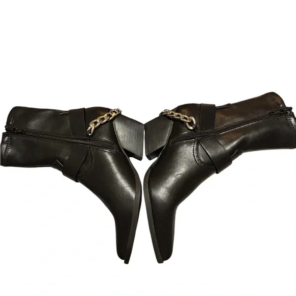 Dolce Vita Keeler Chain Harness Moto Ankle Boots Black Stacked Heel 6.5 New - Picture 6 of 10